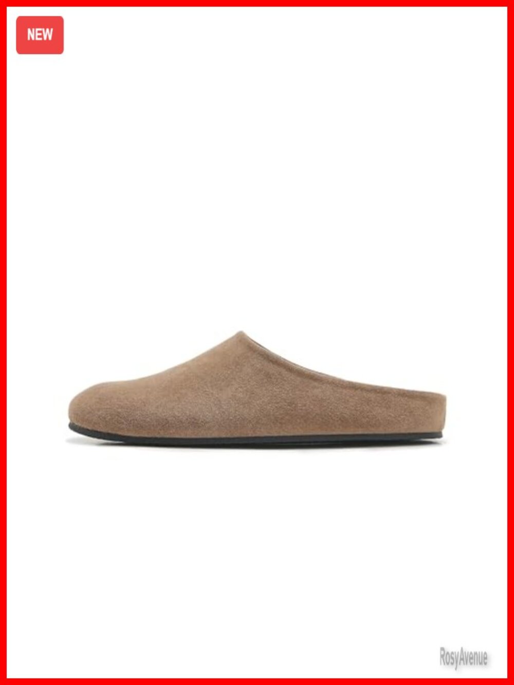 Women's Suede Clogs Round Toe Leather Mules Cork Footbed Arch Support Slip-on